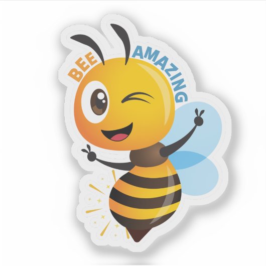 Cute Bee “Geweldig” Sticker | Positieve Motivatie  (Voorkant)