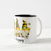 Cute bee Happy/Gnome Tweekleurige Koffiemok (Voorkant rechts)