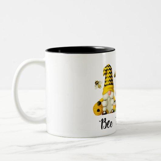 Cute bee Happy/Gnome Tweekleurige Koffiemok (Links)