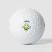 Cute Bee Happy Golfballen (Voorkant)