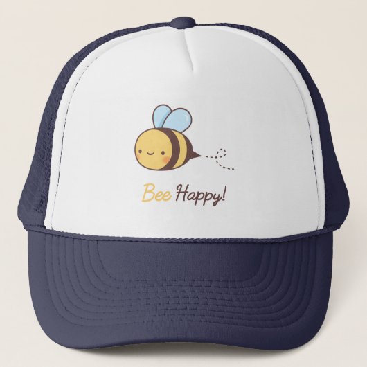 Cute bee Happy Handgeschreven lettertype Trucker Pet (Voorkant)