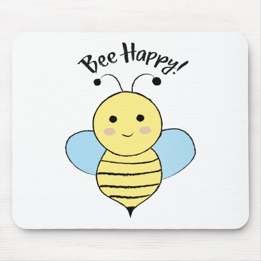 Cute Bee Happy Muismat (Voorkant)