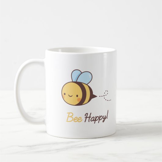 Cute bee Happy Positive Pun Koffiemok (Links)