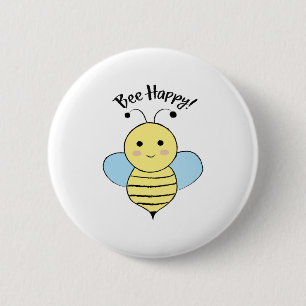 Cute Bee Happy Ronde Button 5,7 Cm