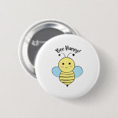 Cute Bee Happy Ronde Button 5,7 Cm (Voorkant /achterkant)