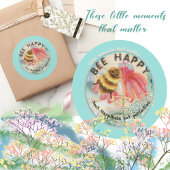 Cute Bee Happy Ronde Sticker