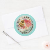 Cute Bee Happy Ronde Sticker (Envelop)