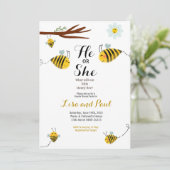 Cute bee He of she Gender Reopenbaart uitnodiging (Staand voorkant)