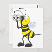 Cute Bee Holding Binocles die iets bekijken Briefkaart (Voorkant / Achterkant)
