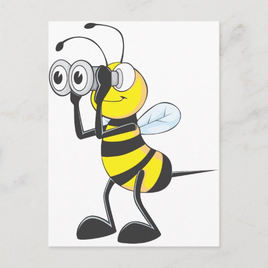 Cute Bee Holding Binocles die iets bekijken Briefkaart (Voorkant)