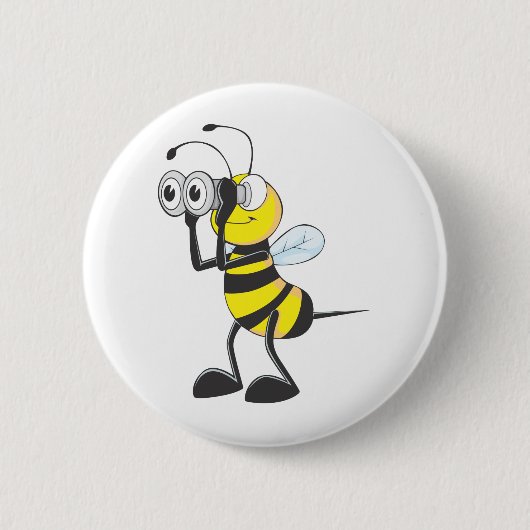 Cute Bee Holding Binocles die iets bekijken Ronde Button 5,7 Cm (Voorkant)