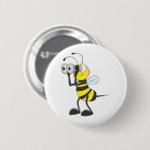 Cute Bee Holding Binocles die iets bekijken Ronde Button 5,7 Cm (Voorkant /achterkant)