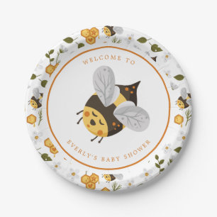 Cute Bee Hommeltje Baby Shower Papieren Bordje