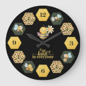 Cute Bee Honeycomb and Sunflower Grote Klok (Voorkant)