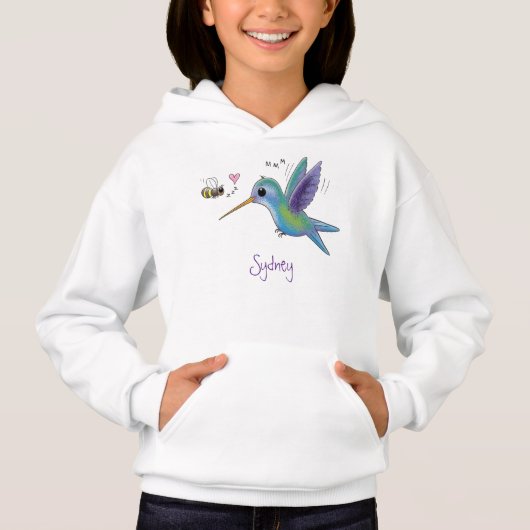 Cute bee hummingbird cartoon illustration (Voorkant)