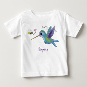 Cute bee hummingbird cartoon illustration