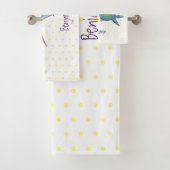 Cute bee hummingbird cartoon illustration bad handdoek (Insitu)