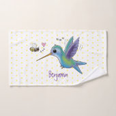 Cute bee hummingbird cartoon illustration bad handdoek (Handdoek)