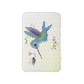 Cute bee hummingbird cartoon illustration badmat (Voorkant Verticaal)