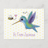 Cute bee hummingbird cartoon illustration briefkaart (Voorkant)