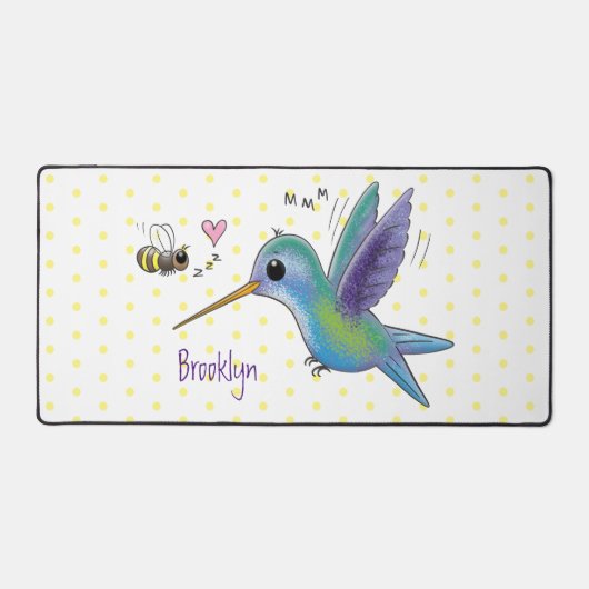 Cute bee hummingbird cartoon illustration bureaumat (Voorkant)