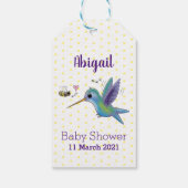Cute bee hummingbird cartoon illustration cadeaulabel (Achterkant)