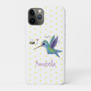 Cute bee hummingbird cartoon illustration Case-Mate iPhone case