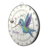 Cute bee hummingbird cartoon illustration dartbord (Voorkant Rechts)