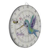 Cute bee hummingbird cartoon illustration dartbord (Voorkant Links)