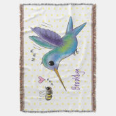 Cute bee hummingbird cartoon illustration deken (Voorkant Verticaal)