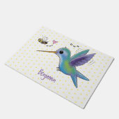 Cute bee hummingbird cartoon illustration deurmat (Schuin)