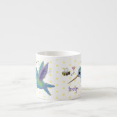 Cute bee hummingbird cartoon illustration espresso kop (Voorkant)