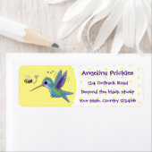 Cute bee hummingbird cartoon illustration etiket (Insitu)