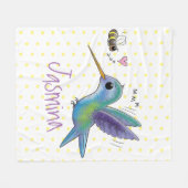 Cute bee hummingbird cartoon illustration fleece deken (Voorkant (Horizontaal))