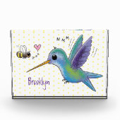 Cute bee hummingbird cartoon illustration fotoblokken (Voorkant)