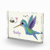 Cute bee hummingbird cartoon illustration fotoblokken (Rechts)
