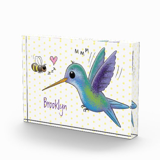 Cute bee hummingbird cartoon illustration fotoblokken (Rechts)