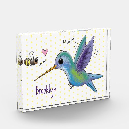 Cute bee hummingbird cartoon illustration fotoblokken (Links)