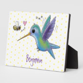 Cute bee hummingbird cartoon illustration fotoplaat (Zijkant)