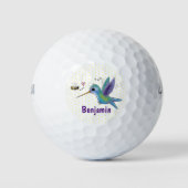 Cute bee hummingbird cartoon illustration golfballen (Voorkant)