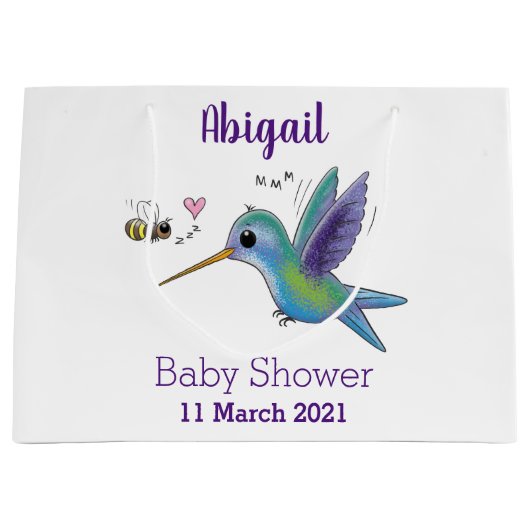 Cute bee hummingbird cartoon illustration groot cadeauzakje (Voorkant)