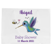 Cute bee hummingbird cartoon illustration groot cadeauzakje (Achterkant)