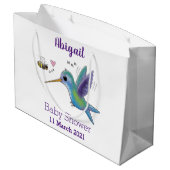 Cute bee hummingbird cartoon illustration groot cadeauzakje (Achterkant Gekanteld)