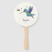 Cute bee hummingbird cartoon illustration handwaaier (Achterkant)