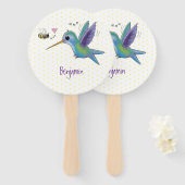 Cute bee hummingbird cartoon illustration handwaaier (Voorkant en achterkant)