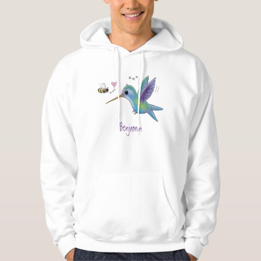 Cute bee hummingbird cartoon illustration hoodie (Voorkant)