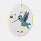 Cute bee hummingbird cartoon illustration keramisch ornament (Rechts)