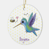 Cute bee hummingbird cartoon illustration keramisch ornament (Links)