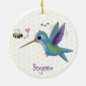 Cute bee hummingbird cartoon illustration keramisch ornament (Achterkant)