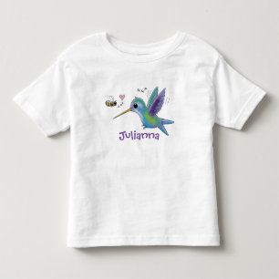 Cute bee hummingbird cartoon illustration kinder shirts